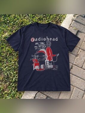 Gildan Radiohead Graphic T-Shirt Navy Blue For Unisex